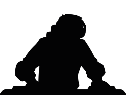 A silhouette of a person sitting on a table png