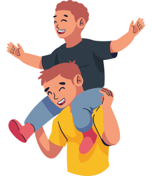 Two boys are holding each other up in the air png
