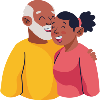 An elderly couple hugging and smiling png
