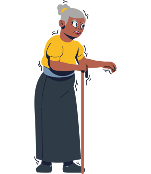 An old woman with a cane png