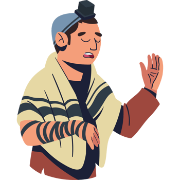 A cartoon man in a traditional jewish outfit png