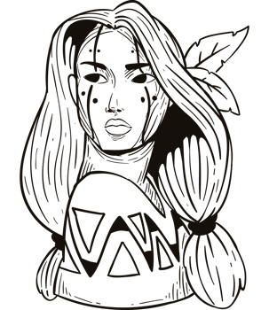 A drawing of a woman with long hair png