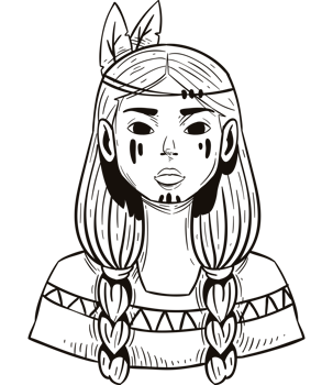 A drawing of a woman with braids png