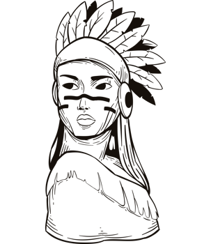 native american girl drawn illustration png