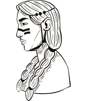 A drawing of a woman with braids in her hair png