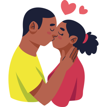 An illustration of a couple kissing png