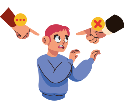 A cartoon illustration of a man pointing at a woman png