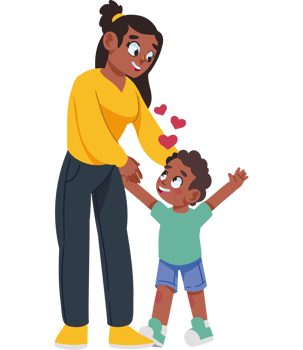 An illustration of a mother and son png