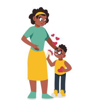 An illustration of a mother and son png