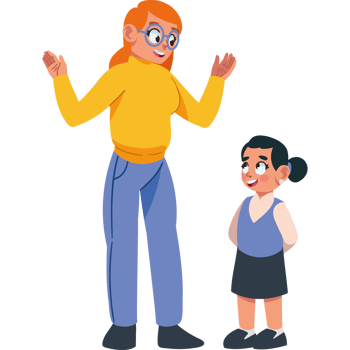 A woman and a girl standing next to each other png