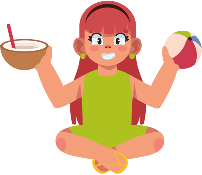 A girl with a coconut and a ball png