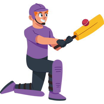Cricket player with bat and ball png