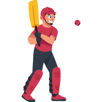 Cricket player with bat and ball png
