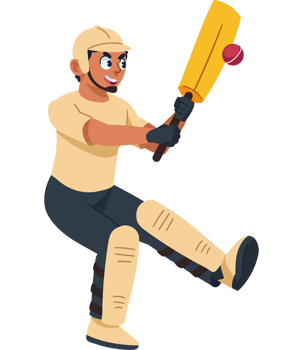 Cartoon man playing cricket with bat png