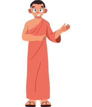 Cartoon monk with hands outstretched png