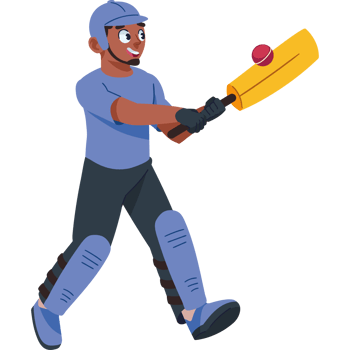 Cartoon man playing cricket with bat png