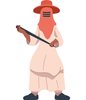 A cartoon woman in a pink dress holding a sword png