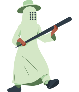 A cartoon man in a white robe holding a baseball bat png