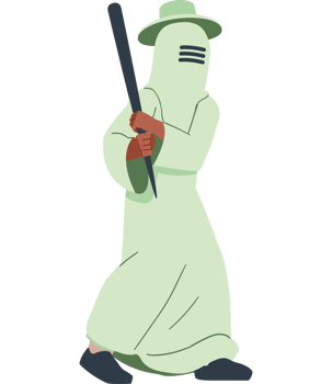 A cartoon man in a white robe holding a baseball bat png