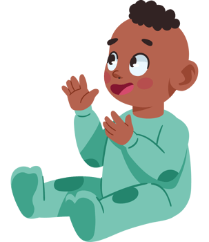 An illustration of a baby sitting on the floor with his hands up png