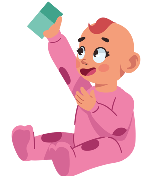 A baby in pink pajamas holding a book png