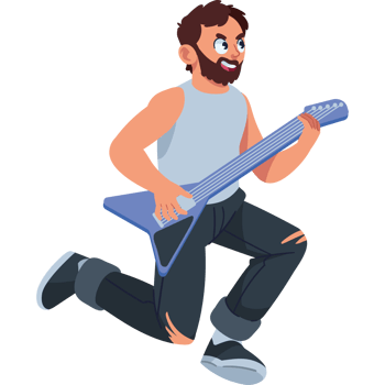 A cartoon man playing an electric guitar png