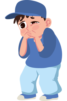 A cartoon boy with a sad face png