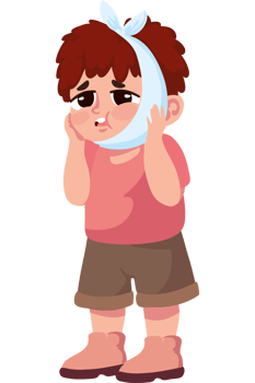 A cartoon boy with a bandage on his head png