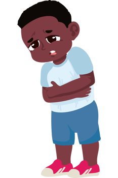 A cartoon boy with stomach pain png