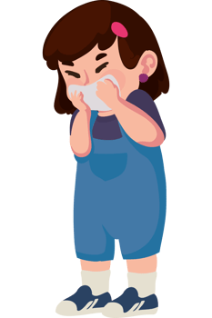 A girl blowing her nose png