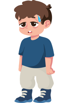 Cartoon boy with a tear on his face png