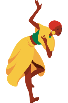 A woman in a yellow dress is dancing png