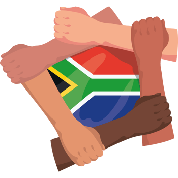South africa flag with hands holding each other png