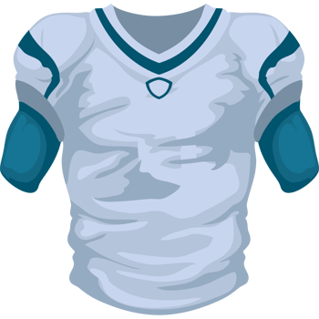 A white football jersey with blue trim png