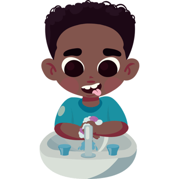 A cartoon boy washing his hands in the sink png