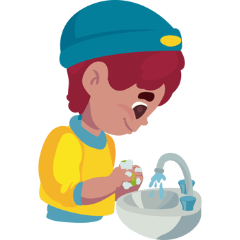 Boy washing hands clipart png