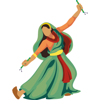 A woman in indian dress dancing with a stick png