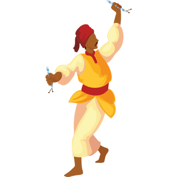 A cartoon man in a traditional outfit is dancing png
