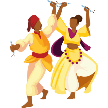 Two people dressed in traditional indian clothing are dancing png