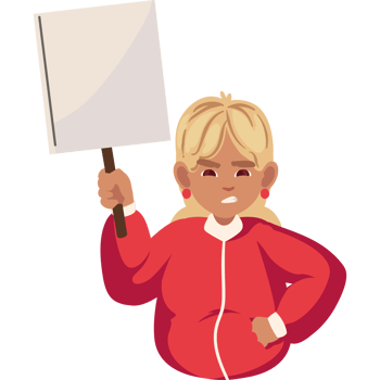 An angry woman holding a sign png