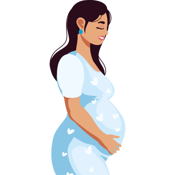Pregnant woman in blue dress png