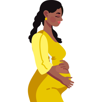 An illustration of a pregnant woman in yellow png