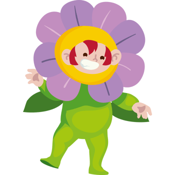 A cartoon character in a flower costume png
