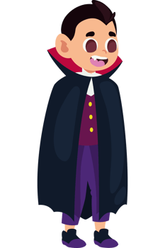 Cartoon dracula with a cape and red cape png