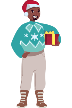 An illustration of a black man in a christmas sweater png