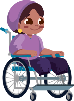A cartoon girl in a wheelchair png