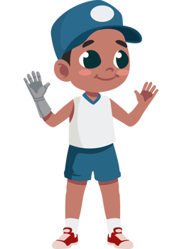 A cartoon boy with a glove on his hand png