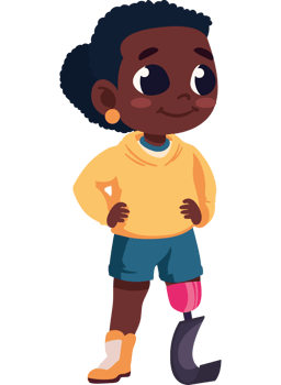 girl disability wearing leg prosthesis illustration png