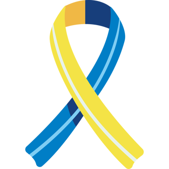 A yellow and blue ribbon with a blue stripe png