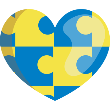 Down syndrome puzzles heart flat style icon png